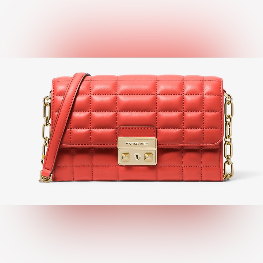 Michael Michael Kors Spiced Coral Quilted Chain Crossbody Bag